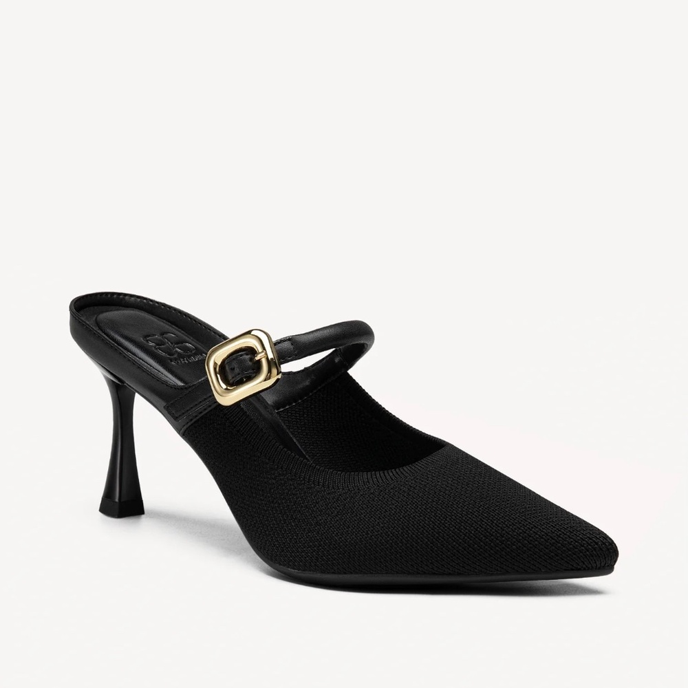 Cosy Island GraceLithe Pointed Toe Heeled Mules Size 7 Black Excellent